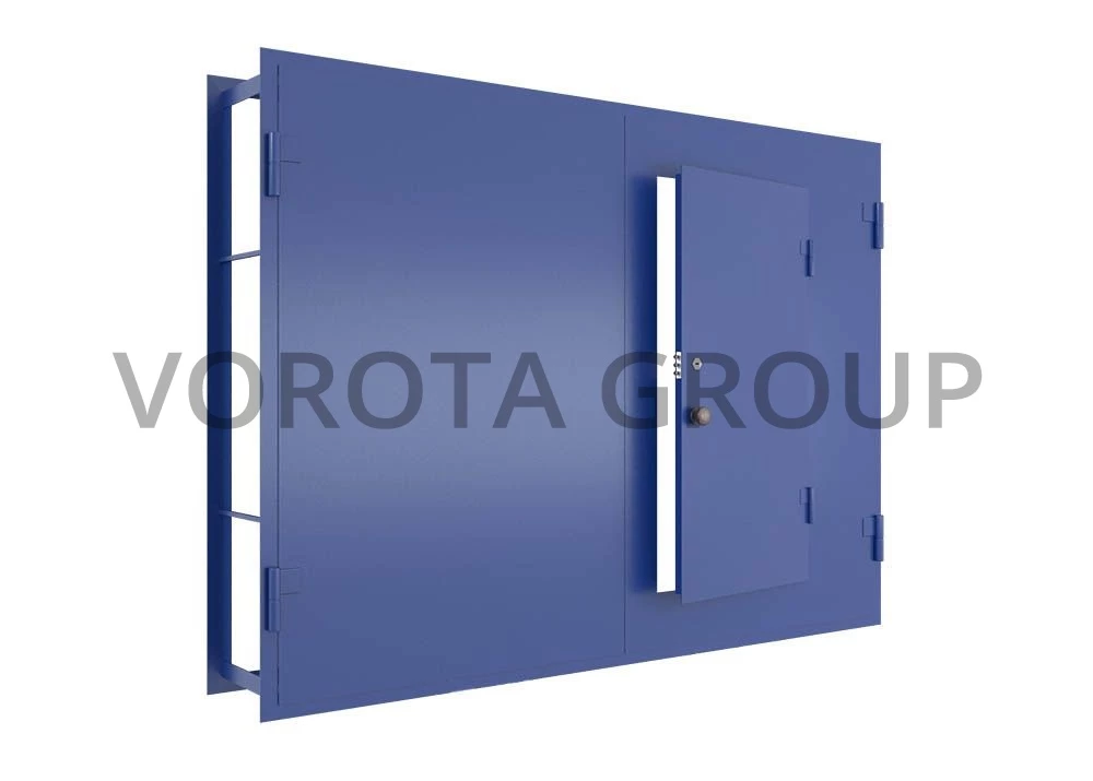 Металлические гаражные ворота Doorhan синего цвета 3200x2000